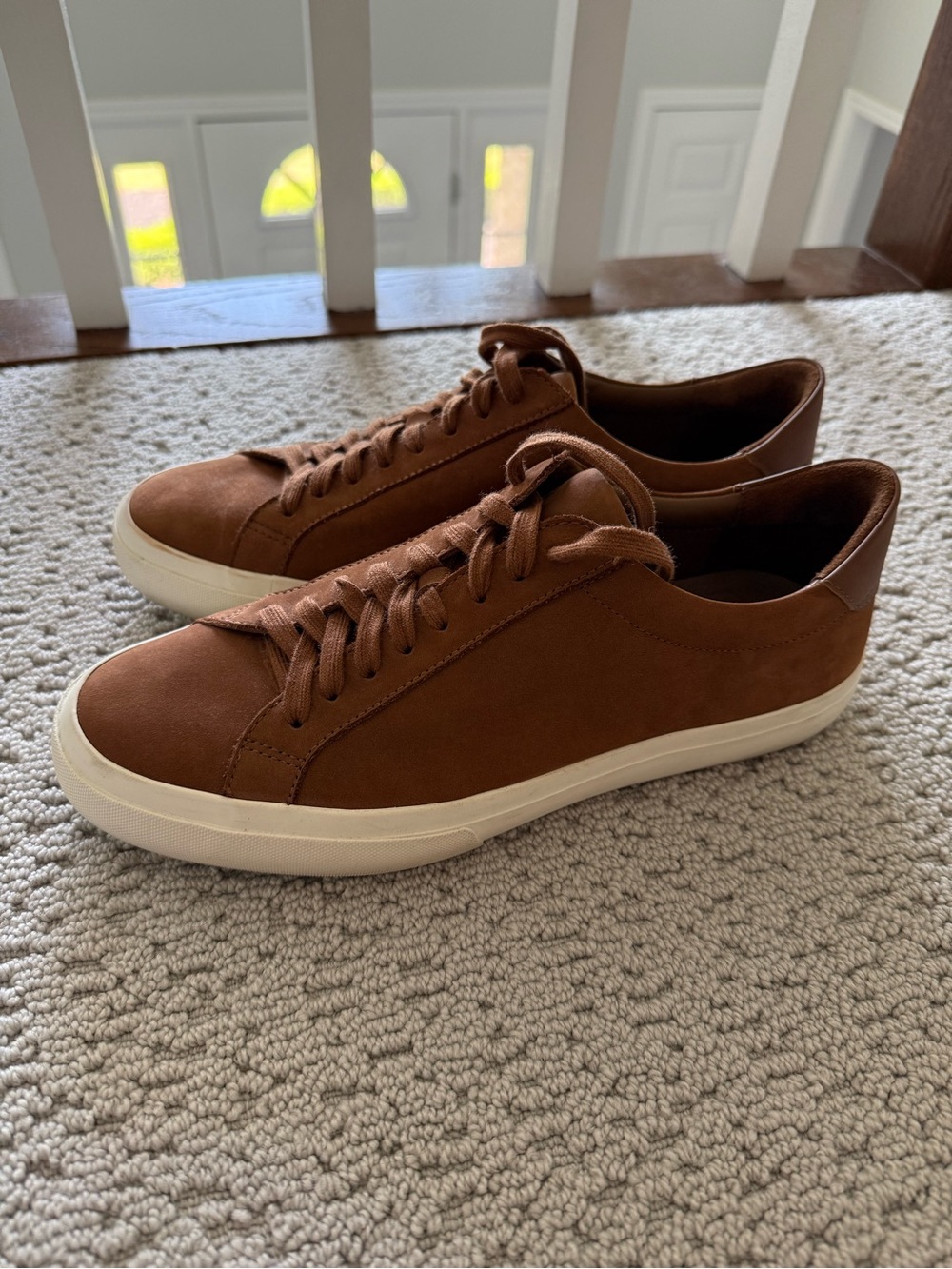 Vince Men’s Tan Sneakers - Suede with Leather interior. Worn once, size 8.5